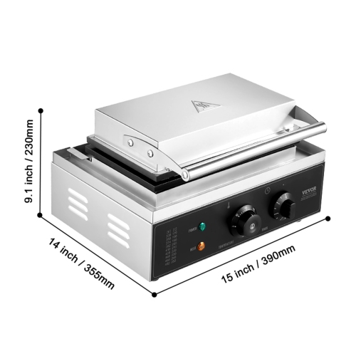 VEVOR 1550W Commercial Waffle Maker, 10PCS Rectangle Waffle Baker Machine, Non-Stick Stainless Steel Belgian Waffle Iron with Temp and Time Control,