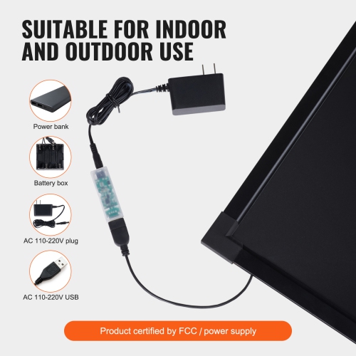 VEVOR 24"x16" LED Message Writing Board, Illuminated Erasable Lighted Chalkboard, Neon Effect Menu Sign Board, Drawing Board with 8 Fluorescent Chalk