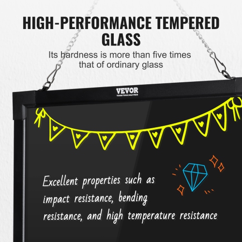 VEVOR 24"x16" LED Message Writing Board, Illuminated Erasable Lighted Chalkboard, Neon Effect Menu Sign Board, Drawing Board with 8 Fluorescent Chalk