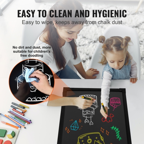 VEVOR 24"x16" LED Message Writing Board, Illuminated Erasable Lighted Chalkboard, Neon Effect Menu Sign Board, Drawing Board with 8 Fluorescent Chalk