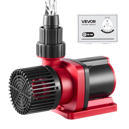 VEVOR 24V DC Aquarium Water Pump, 30W, 800 GPH Marine Wavemaker Return Pump with Controller, Adjustable Flow, Feed Mode, 11.5 ft Maximum Lift, for