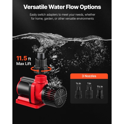 VEVOR 24V DC Aquarium Water Pump, 30W, 800 GPH Marine Wavemaker Return Pump with Controller, Adjustable Flow, Feed Mode, 11.5 ft Maximum Lift, for