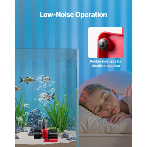 VEVOR 24V DC Aquarium Water Pump, 30W, 800 GPH Marine Wavemaker Return Pump with Controller, Adjustable Flow, Feed Mode, 11.5 ft Maximum Lift, for