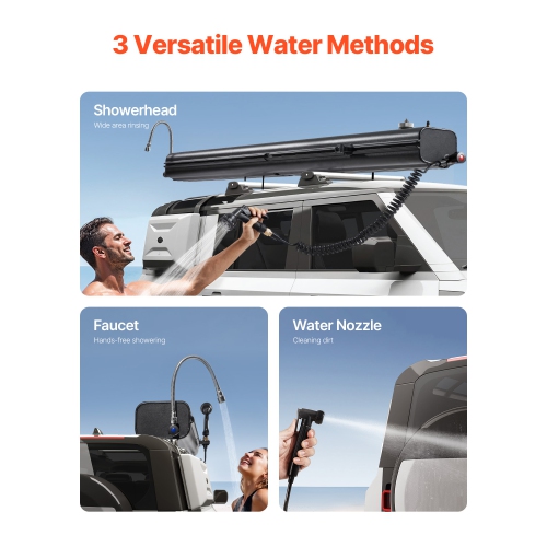 VEVOR 8 Gal Roof Rack Water Tank, Multi-Dispensing Tank with 2 Splash-Guard Panels & T-slot, High-Capacity Aluminum, with Pressurization Port, Fit