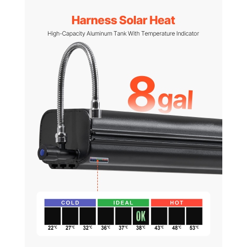 VEVOR 8 Gal Roof Rack Water Tank, Multi-Dispensing Tank with 2 Splash-Guard Panels & T-slot, High-Capacity Aluminum, with Pressurization Port, Fit