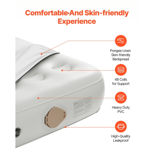 VEVOR 2 Person Air Mattress Twin with Frame, with Pump & Rolling Carry Case, Portable Folding Blow Up Mattress Supports 600lbs, Fast Inflating Air