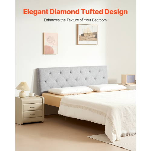 VEVOR Headboard, Full Size Headboard with Adjustable Height, Comfortable Diamond Tufted for Full Size Bed, W 56.3 x H(35.6-47.4)inches, Ideal for