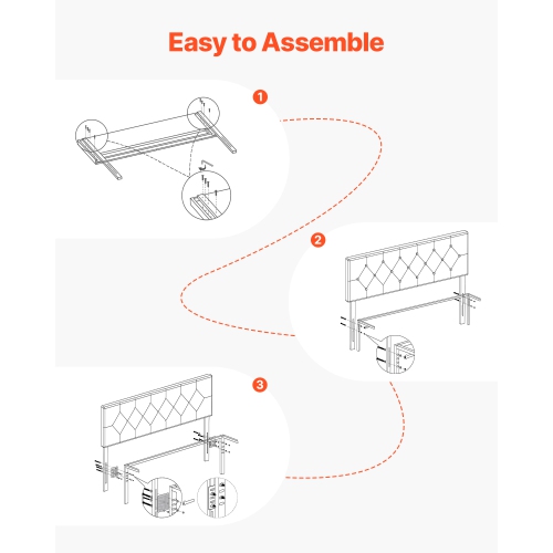 VEVOR Headboard, Full Size Headboard with Adjustable Height, Comfortable Diamond Tufted for Full Size Bed, W 56.3 x H(35.6-47.4)inches, Ideal for