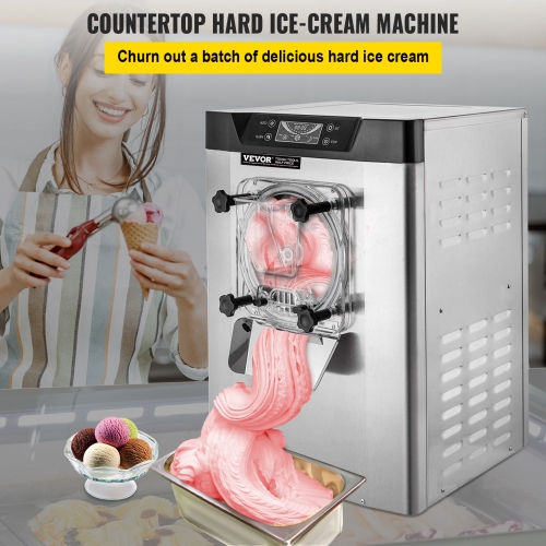 VEVOR 1400W 20/5.3 Gph Commercial Ice Cream Machine Hard Serve Ice Cream Maker with LED Display Screen Auto Shut-Off Timer for Restaurants Snack bar