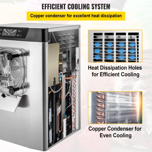 VEVOR 1400W 20/5.3 Gph Commercial Ice Cream Machine Hard Serve Ice Cream Maker with LED Display Screen Auto Shut-Off Timer for Restaurants Snack bar