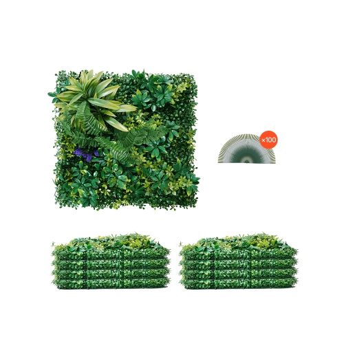 VEVOR  8 PCs Artificial Grass Wall Panels, 20 X 20 Inch, 3D Combination Ery Boxwood Panel for Indoor Outdoor Decor & Ivy Fence Covering, Privacy