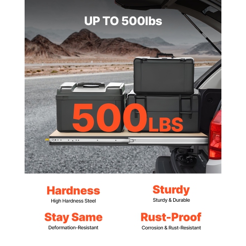 VEVOR 500 lbs Load Set of Two Drawer Rails, Sizes Ranging from 16 to 60 inches, Ball Bearing Equipped with Locking Mechanism, Side Mounted Slide Rail