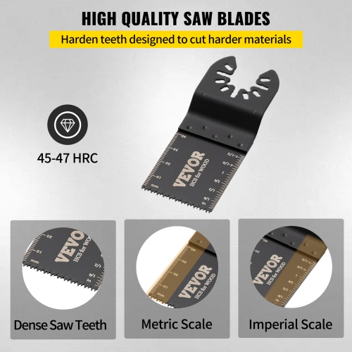 VEVOR 100PCS Oscillating Saw Blades, Quick Release Multitool Blades Kit, HCS Tool Blades for Wood Plastic, Compatible with Dewalt Dremel Fein Worx