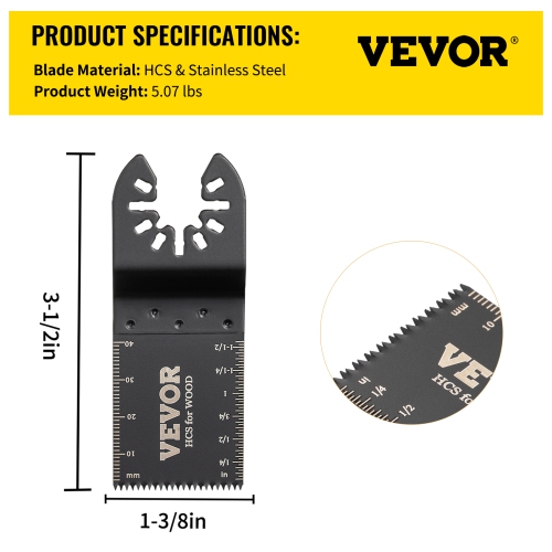 VEVOR 100PCS Oscillating Saw Blades, Quick Release Multitool Blades Kit, HCS Tool Blades for Wood Plastic, Compatible with Dewalt Dremel Fein Worx