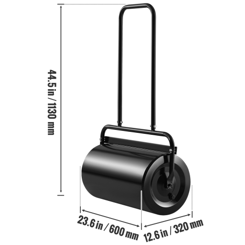 VEVOR 13 Gallon Lawn Roller, Sand/Water Filled Yard Roller, Steel Sod Roller with Plug and U-Shaped Ergonomic Handle for Easy Push and Pull, for