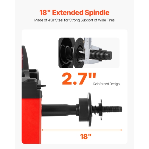 VEVOR Tire Changer Machine, 18" Spindle, Durable Tire Balancer with 4 Size of Conic & 45 Steel, Reinforced Tire Balancer with Complete Measuring
