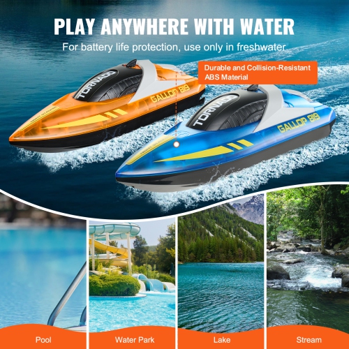 VEVOR 2 Pack RC Boat, 2.4GHz 12 km/h, Remote Control Boat for Pools & Lakes, with LED Light, 4 Rechargeable Batteries, Waterproof, Gift for Adults