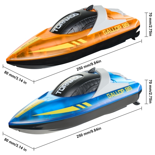 VEVOR 2 Pack RC Boat, 2.4GHz 12 km/h, Remote Control Boat for Pools & Lakes, with LED Light, 4 Rechargeable Batteries, Waterproof, Gift for Adults