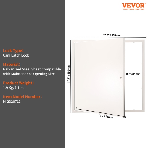 VEVOR 16 x 16 Inch Access Panel for Drywall & Ceiling, Plumbing Access Panels, Reinforced Access Door, Heavy-Duty Steel Wall Hole Cover, Easy Install