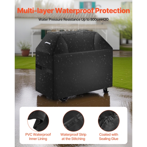 VEVOR 58 inch Grill Cover, BBQ Covers for Outdoor Grills, Waterproof, Fade Resistant, Weather Resistant Heavy Duty 600D Polyester, Easy On/Off, with