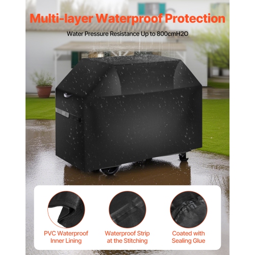 VEVOR 65 inch Grill Cover, BBQ Covers for Outdoor Grills, Waterproof, Fade Resistant, Weather Resistant Heavy Duty 600D Polyester, Easy On/Off, with