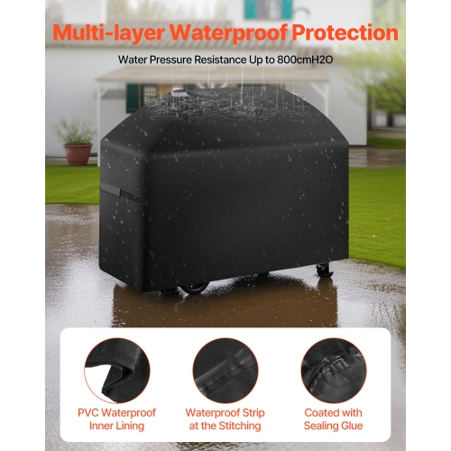 VEVOR 63 inch Grill Cover, BBQ Covers for Outdoor Grills, Waterproof, Fade Resistant, Weather Resistant Heavy Duty 600D Polyester, Easy On/Off, with
