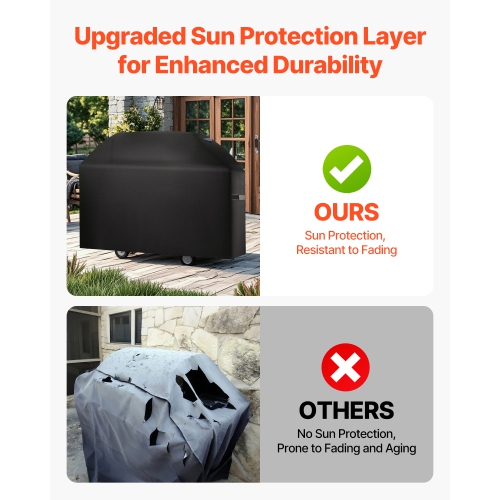 VEVOR 63 inch Grill Cover, BBQ Covers for Outdoor Grills, Waterproof, Fade Resistant, Weather Resistant Heavy Duty 600D Polyester, Easy On/Off, with