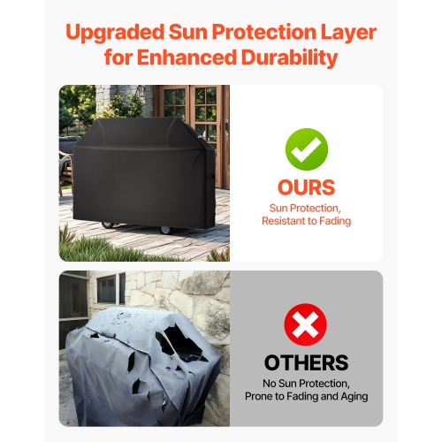 VEVOR 60 inch Grill Cover, BBQ Covers for Outdoor Grills, Waterproof, Fade Resistant, Weather Resistant Heavy Duty 600D Polyester, Easy On/Off, with