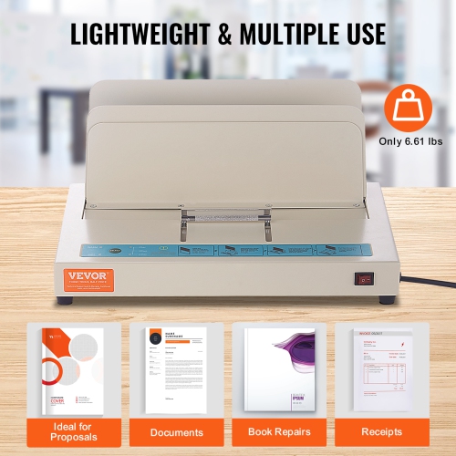 VEVOR Thermal Binding Machine, 500 Sheets Capacity Book Binding Machine, Thermal Book Binder 50mm Binding Thickness A3(Short Edge)/A4/A5 Document,