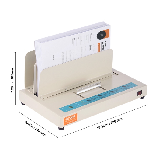 VEVOR Thermal Binding Machine, 500 Sheets Capacity Book Binding Machine, Thermal Book Binder 50mm Binding Thickness A3(Short Edge)/A4/A5 Document,