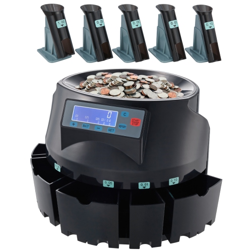VEVOR  Usd Coin Counter&coin Sorters w Lcd Display, for Usd Coin 1￠ 5￠ 10￠ 25￠ $1, Sorts Up to 300 Coins/min, Change Counter Holds 2000