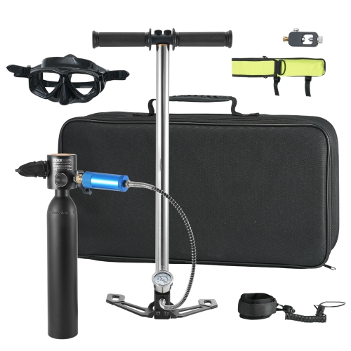 VEVOR 0.5L Scuba Tank,Portable Diving Tank with Pump, Diving Oxygen Cylinder Supports 5-10 Minutes Underwater Breathing, 98.43 ft Diving Depth,