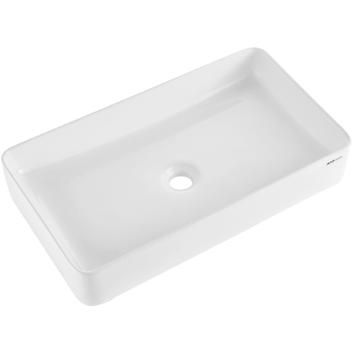 VEVOR 24" x 13.8" Rectangle Vessel Sink, Bathroom Vessel Sink Countertop, White Ceramic Bathroom Sinks Above Counter, Modern Style, Bright and