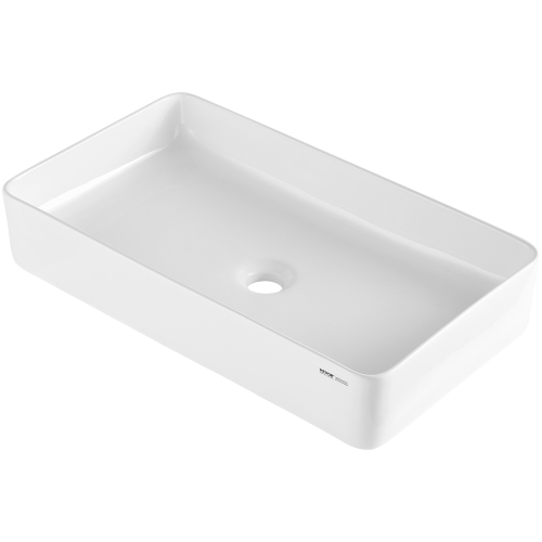 VEVOR 24" x 13.8" Rectangle Vessel Sink, Bathroom Vessel Sink Countertop, White Ceramic Bathroom Sinks Above Counter, Modern Style, Bright and