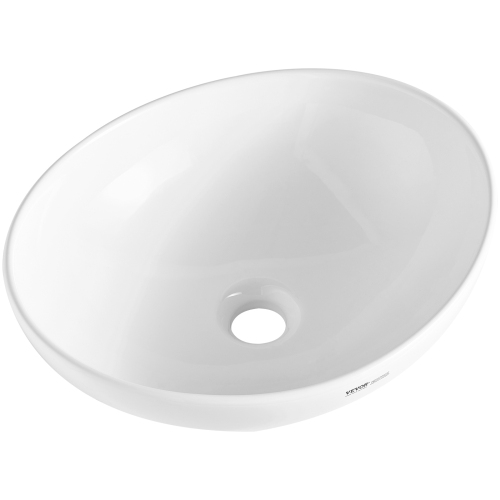 VEVOR 16" x 13.4" Oval Vessel Sink, Bathroom Vessel Sink Bowl Countertop, White Ceramic Bathroom Sinks Above Counter, Bowl Sink with Modern Style,