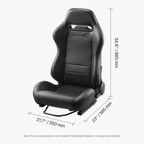 VEVOR 1 Set Racing Seat, Adjustable Racing Cockpit with Wide Angle Reclining & High-Resilience Foam, Comfortable Racing Chair with Soft PVC Leather &