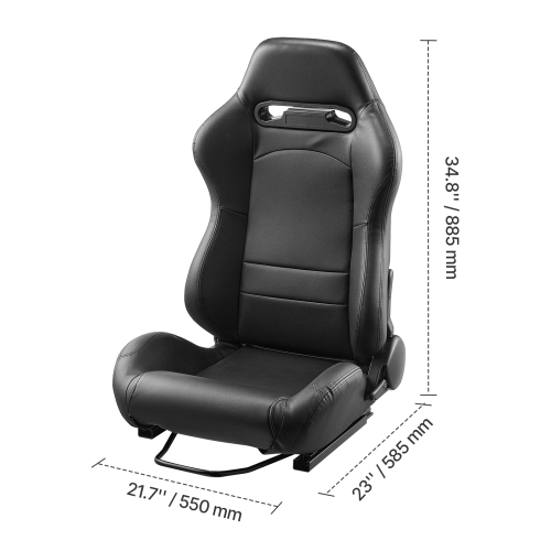 VEVOR 1 Set Racing Seat, Adjustable Racing Cockpit with Wide Angle Reclining & High-Resilience Foam, Comfortable Racing Chair with Soft PVC Leather &