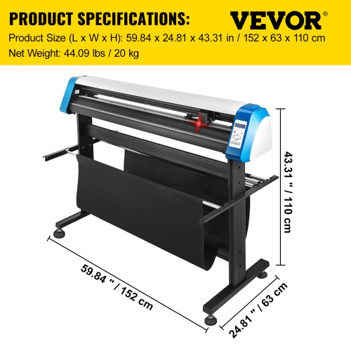 VEVOR 53 Inch Vinyl Cutter Plotter Machine Automatic Paper Feed Vinyl Cutter Plotter Speed Adjustable Sign Cutting with Floor Stand Signmaster
