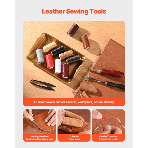 VEVOR 38 PCS Leather Working Tools Kit, Leather Craft Tools with Portable Canvas Storage Bag, Engraving Punching Sewing Stamping Cutting Tools, Ideal