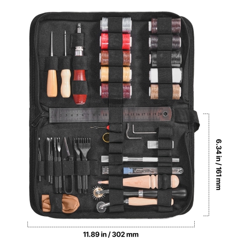 VEVOR 38 PCS Leather Working Tools Kit, Leather Craft Tools with Portable Canvas Storage Bag, Engraving Punching Sewing Stamping Cutting Tools, Ideal
