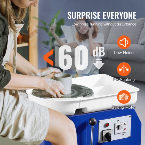 VEVOR 11in Pottery Wheel, Ceramic Wheel Forming Machine,Adjustable 0-300RPM Speed Handle and Foot Pedal Control,ABS Detachable Basin Sculpting Tool