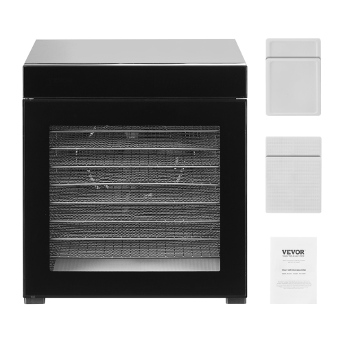 VEVOR 1000W Food Dehydrator Machine, 10 Stainless Steel Trays, Electric Food Dryer with Adjustable Temperature & 24-Hour Timer, Freeze Dryer for