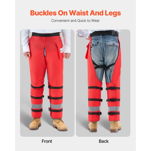 VEVOR 8 Layers Chainsaw Chaps Wrap, Class D, Wrap Style Chainsaw Pants with Adjustable Belt & Gear Pocket, Chain Saw Chaps for Men/Women, Chainsaw