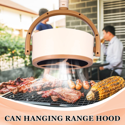 Rechargeable Tabletop Range Hood, Portable Mini Range Hood with 2 Filter Pads and Low Noise Design for Kitchen, Barbecue, Hot Pot