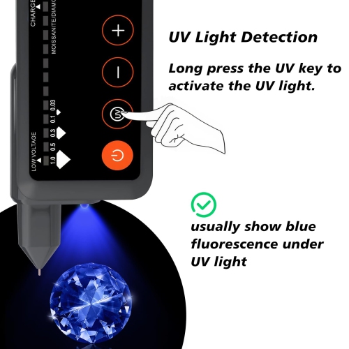 Testeur de diamant rechargeable, stylo de test de diamant avec écran LCD et lumière UV