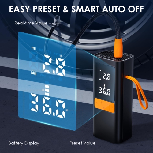 Pompe à air électrique, compresseur d'air portatif avec manomètre numérique pour pneus de voiture et de moto