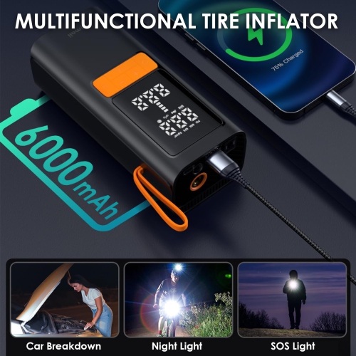 Pompe à air électrique, compresseur d'air portatif avec manomètre numérique pour pneus de voiture et de moto