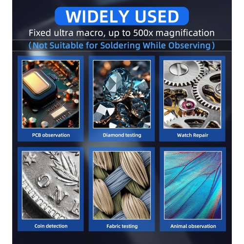 Microscope numérique portatif portatif, microscope électronique 2&nbsp;Mpx rechargeable par USB avec grossissement 500x, compatible avec Windows et