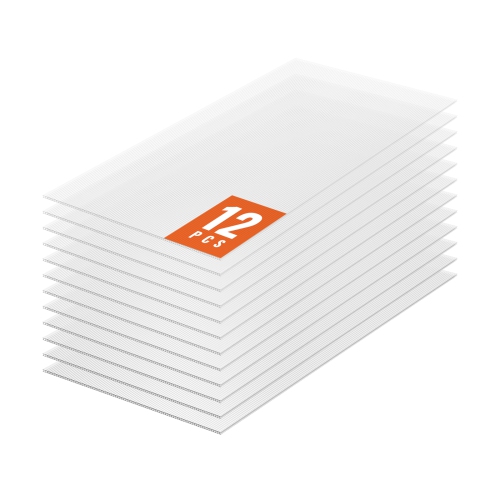 VEVOR 12 Pack Polycarbonate Greenhouse Panels, 2' X 4' X 0.24'' Roof Panels Sheets, Waterproof UV Protected Corrugated Plastic Roofing, Impact