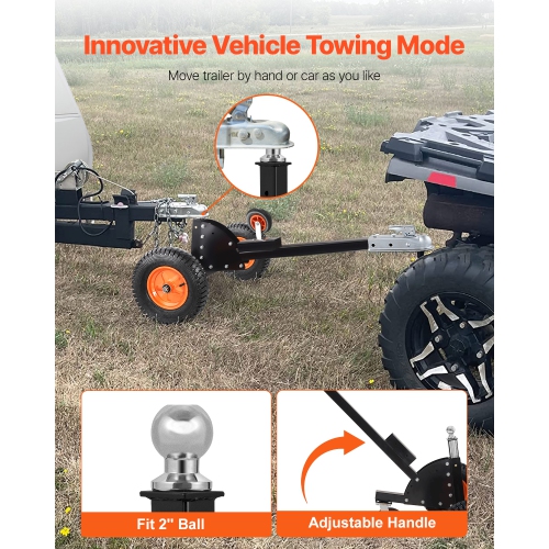 VEVOR Trailer Dolly, 1500lbs Tongue Weight Capacity, 2 in 1 Trailer Mover with 22 in and 26 in Adjustable Height and 2 in Ball, 16 in Pneumatic Tires